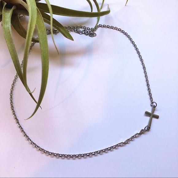 Dainty Stainless Steel Cross Choker - Picture 2 of 4